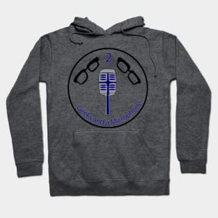 2 geeks logo Blue text Grey outline Hoodie